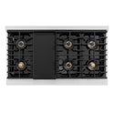 ZLINE Autograph Edition 48 in. 6.7 cu. ft. Paramount Dual Fuel Range with 8 Burner DuoPro™ Cooktop and Dual Ovens in Stainless Steel with Polished Gold Helix Handles and Accents (PSDRZ-48-KG)