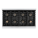 ZLINE Autograph Edition 48 in. 6.7 cu. ft. Paramount Dual Fuel Range with 8 Burner DuoPro™ Cooktop and Dual Ovens in Stainless Steel with Polished Gold Helix Handles and Accents (PSDRZ-48-KG)