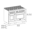 ZLINE Autograph Edition 48 in. 6.7 cu. ft. Paramount Dual Fuel Range with 8 Burner DuoPro™ Cooktop and Dual Ovens in Stainless Steel with Polished Nickel Helix Handles and Accents (PSDRZ-48-KPN)