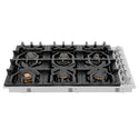 ZLINE 36" Gas Cooktop with 6 Gas Brass Burners and Black Porcelain Top (RC-BR-36-PBT)