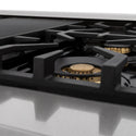 ZLINE Autograph Edition 48 in. 6.0 cu. ft. Dual Fuel Range with Gas Stove and Electric Oven in DuraSnow® Stainless Steel with White Matte Doors and Champagne Bronze Accents (RASZ-WM-48-CB)-Ranges-RASZ-WM-48-CB ZLINE Kitchen and Bath