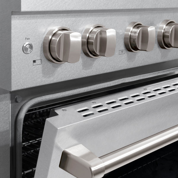 ZLINE 30 in. 4.2 cu. ft. Paramount Dual Fuel Range with 4 Burner Gas Cooktop and Electric Convection Oven in Satin Stainless Steel (SDRS-30)