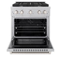 ZLINE 30 in. 4.2 cu. ft. Paramount Dual Fuel Range with 4 Burner Gas Cooktop and Electric Convection Oven in Satin Stainless Steel (SDRS-30)
