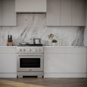 ZLINE 30 in. 4.2 cu. ft. Paramount Dual Fuel Range with 4 Burner Gas Cooktop and Electric Convection Oven in Satin Stainless Steel (SDRS-30)