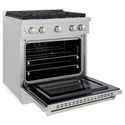 ZLINE 30 in. 4.2 cu. ft. Paramount Dual Fuel Range with 4 Burner Gas Cooktop and Electric Convection Oven in Satin Stainless Steel (SDRS-30)