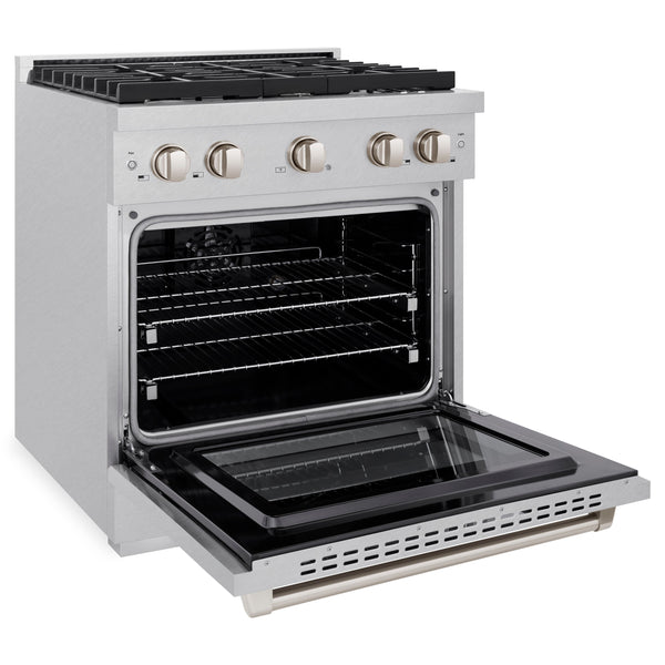 ZLINE 30 in. 4.2 cu. ft. Paramount Dual Fuel Range with 4 Burner Gas Cooktop and Electric Convection Oven in Satin Stainless Steel (SDRS-30)