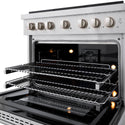 ZLINE 36 in. 5.2 cu. ft. Paramount Dual Fuel Range with Gas Cooktop and Electric Convection Oven in Satin Stainless Steel with 6 Brass Burners (SDRS-BR-36)