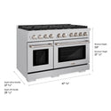 ZLINE 48 in. 6.7 cu. ft. Paramount Double Oven Gas Range with 8 Burner Cooktop in Stainless Steel (SGR48)