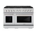ZLINE 48 in. 6.7 cu. ft. Paramount Double Oven Gas Range with 8 Burner Cooktop in Satin Stainless Steel (SGRS-48)