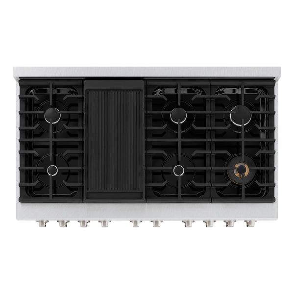 ZLINE 48 in. 6.7 cu. ft. Paramount Double Oven Gas Range with 8 Burner Cooktop in Satin Stainless Steel (SGRS-48)