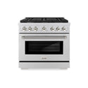 ZLINE Autograph Edition 36 in. 5.2 cu. ft. Paramount Gas Range with 6 Burner Cooktop and Convection Gas Oven in Stainless Steel with Polished Nickel Helix Handle and Knob Accents (SGRZ-36-KPN)