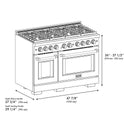 ZLINE Autograph Edition 48 in. 6.7 cu. ft. Paramount Double Oven Gas Range with 8 Burner Cooktop in Stainless Steel and Polished Gold Helix Handles and Knob Accents (SGRZ-48-KG)