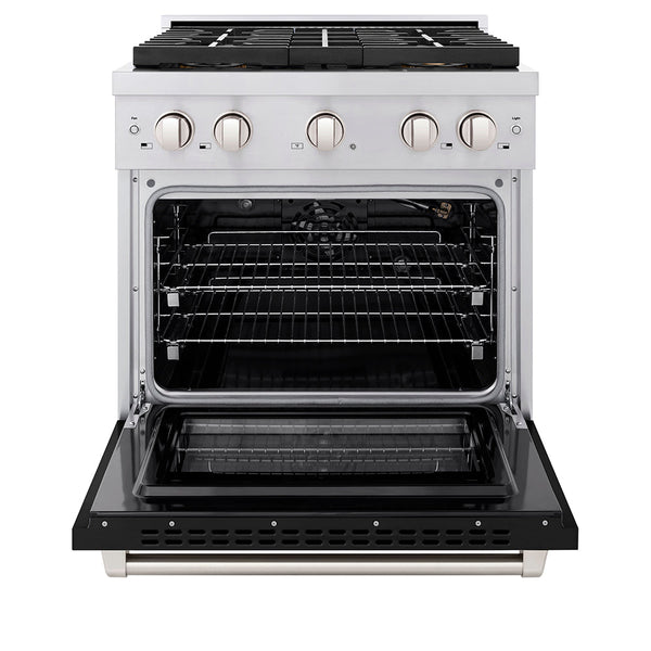 ZLINE 30 in. 4.2 cu. ft. Paramount Gas Range with 4 Burner DuoPro™ Cooktop and Convection Gas Oven with Black Matte Door (PSGR-BLM-30)