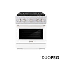ZLINE 30 in. 4.2 cu. ft. Paramount Gas Range with 4 Burner DuoPro™ Cooktop and Convection Gas Oven with White Matte Door (PSGR-WM-30)