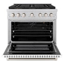 ZLINE 36 in. 5.2 cu. ft. Paramount Gas Range with 6 Burner DuoPro™ Cooktop and Convection Gas Oven with White Matte Door (PSGR-WM-36)