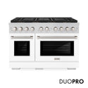ZLINE 48 in. 6.7 cu. ft. Paramount Gas Range with 8 Burner DuoPro™ Cooktop and Dual Ovens with White Matte Doors (PSGR-WM-48)