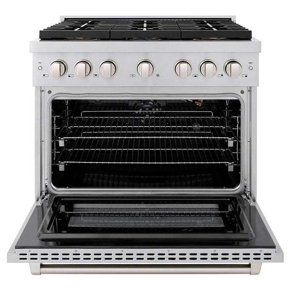 ZLINE 36 in. 5.2 cu. ft. Paramount Gas Range with 6 Burner DuoPro™ Cooktop and Convection Gas Oven in Stainless Steel (PSGR36)