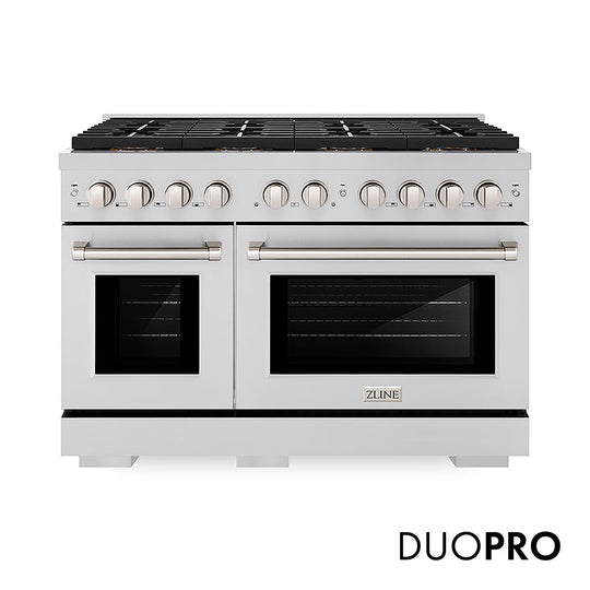 ZLINE 48 in. 6.7 cu. ft. Paramount Gas Range with 8 Burner DuoPro™ Cooktop and Dual Ovens in Stainless Steel (PSGR48)