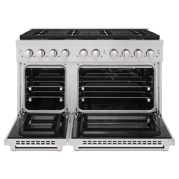 ZLINE 48 in. 6.7 cu. ft. Paramount Gas Range with 8 Burner DuoPro™ Cooktop and Dual Ovens in Stainless Steel (PSGR48)
