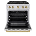ZLINE Autograph Edition 30 in. 4.2 cu. ft. Paramount Gas Range with 4 Burner DuoPro™ Cooktop and Convection Gas Oven in Stainless Steel with Champagne Bronze Accents (PSGRZ-30-CB)