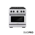 ZLINE Autograph Edition 30 in. 4.2 cu. ft. Paramount Gas Range with 4 Burner DuoPro™ Cooktop and Convection Gas Oven in Stainless Steel with Matte Black Accents (PSGRZ-30-MB)