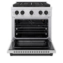 ZLINE Autograph Edition 30 in. 4.2 cu. ft. Paramount Gas Range with 4 Burner DuoPro™ Cooktop and Convection Gas Oven in Stainless Steel with Matte Black Accents (PSGRZ-30-MB)