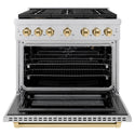 ZLINE Autograph Edition 36 in. 5.2 cu. ft. Paramount Gas Range with 6 Burner DuoPro™ Cooktop and Convection Gas Oven in Stainless Steel and Polished Gold Accents (PSGRZ-36-G)
