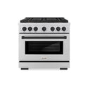 ZLINE Autograph Edition 36 in. 5.2 cu. ft. Paramount Gas Range with 6 Burner DuoPro™ Cooktop and Convection Gas Oven in Stainless Steel and Matte Black Accents (PSGRZ-36-MB)