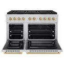 ZLINE Autograph Edition 48 in. 6.7 cu. ft. Paramount Gas Range with 8 Burner DuoPro™ Cooktop and Dual Ovens in Stainless Steel and Champagne Bronze Accents (PSGRZ-48-CB)