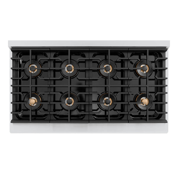 ZLINE Autograph Edition 48 in. 6.7 cu. ft. Paramount Gas Range with 8 Burner DuoPro™ Cooktop and Dual Ovens in Stainless Steel and Champagne Bronze Accents (PSGRZ-48-CB)