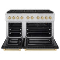 ZLINE Autograph Edition 48 in. 6.7 cu. ft. Paramount Gas Range with 8 Burner DuoPro™ Cooktop and Dual Ovens with Black Matte Doors and Champagne Bronze Accents (PSGRZ-BLM-48-CB)