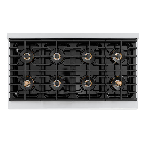 ZLINE Autograph Edition 48 in. 6.7 cu. ft. Paramount Gas Range with 8 Burner DuoPro™ Cooktop and Dual Ovens with Black Matte Doors and Champagne Bronze Accents (PSGRZ-BLM-48-CB)