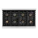 ZLINE Autograph Edition 48 in. 6.7 cu. ft. Paramount Gas Range with 8 Burner DuoPro™ Cooktop and Dual Ovens with Black Matte Doors and Polished Gold Accents (PSGRZ-BLM-48-G)