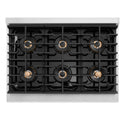 ZLINE Autograph Edition 36 in. 5.2 cu. ft. Paramount Gas Range with 6 Burner DuoPro™ Cooktop and Convection Gas Oven with White Matte Door and Champagne Bronze Accents (PSGRZ-WM-36-CB)