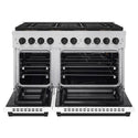ZLINE Autograph Edition 48 in. 6.7 cu. ft. Paramount Gas Range with 8 Burner DuoPro™ Cooktop and Dual Ovens with White Matte Doors and Matte Black Accents (PSGRZ-WM-48-MB)