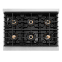 ZLINE Autograph Edition 36 in. 5.2 cu. ft. Paramount Gas Range with 6 Burner DuoPro™ Cooktop and Convection Gas Oven in Stainless Steel with Champagne Bronze Helix Handle and Accents (PSGRZ-36-KCB)