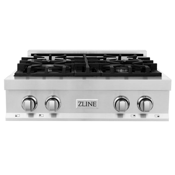 ZLINE 30 in. Porcelain Gas Rangetop with 4 Gas Burners (RT30) front, oven closed.
