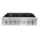 ZLINE 36 in. Legacy Gas Rangetop with 6 Brass Burners and Porcelain Cooktop in Stainless Steel (RT-BR-36)