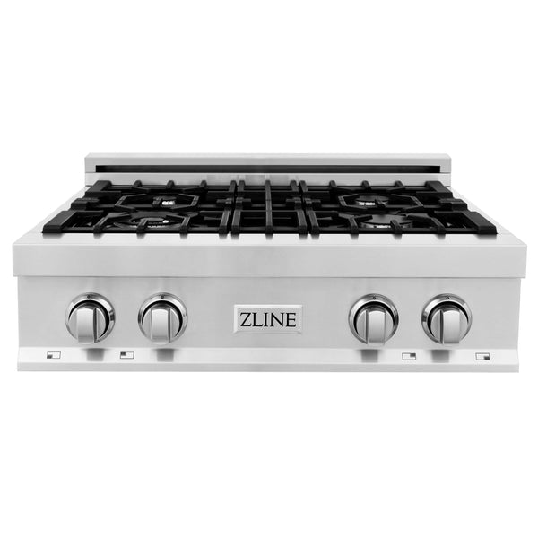 ZLINE Kitchen Package with Refrigeration, 30 in. Stainless Steel Rangetop, 30 in. Range Hood, 30 in. Single Wall Oven and 24 in. Tall Tub Dishwasher (5KPR-RTRH30-AWSDWV) 