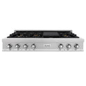 ZLINE 48 in. Legacy Gas Rangetop with 6 Brass Burners and Porcelain Cooktop in DuraSnow® Stainless Steel (RTS-BR-48)