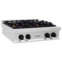 ZLINE Autograph Edition 30 in. Porcelain Rangetop with 4 Gas Burners in Stainless Steel and Matte Black Accents (RTZ-30-MB) side.