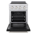 ZLINE 24 in. 3.2 cu. ft. Paramount Induction Range with 3 Element Cooktop and Electric Convection Oven in Stainless Steel with Black Matte Door (SINR-BLM-24)