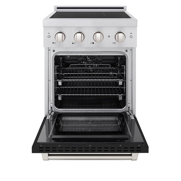 ZLINE 24 in. 3.2 cu. ft. Paramount Induction Range with 3 Element Cooktop and Electric Convection Oven in Stainless Steel with Black Matte Door (SINR-BLM-24)