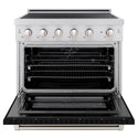 ZLINE 36 in. 5.2 cu. ft. Paramount Induction Range with 5 Element Cooktop and Electric Convection Oven in Stainless Steel with Black Matte Door (SINR-BLM-36)