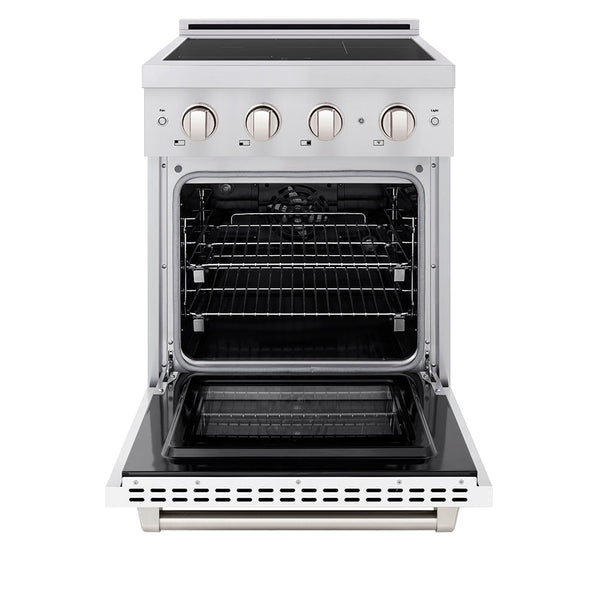ZLINE 24 in. 3.2 cu. ft. Paramount Induction Range with 3 Element Cooktop and Electric Convection Oven in Stainless Steel with White Matte Door (SINR-WM-24)
