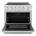 ZLINE 36 in. 5.2 cu. ft. Paramount Induction Range with 5 Element Cooktop and Electric Convection Oven in Stainless Steel with White Matte Door (SINR-WM-36)