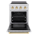 ZLINE Autograph Edition 24 in. 3.2 cu. ft. Paramount Induction Range with 3 Element Cooktop and Electric Convection Oven in Stainless Steel with Polished Gold Accents (SINRZ-24-G)