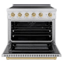 ZLINE Autograph Edition 36 in. 5.2 cu. ft. Paramount Induction Range with 5 Element Cooktop and Electric Convection Oven in Stainless Steel with Champagne Bronze Accents (SINRZ-36-CB)