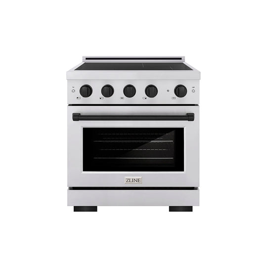 ZLINE Autograph Edition 30 in. 4.2 cu. ft. Paramount Induction Range with 4 Element Cooktop and Electric Convection Oven in Stainless Steel with Matte Black Accents (SINRZ-30-MB)