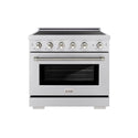 ZLINE Autograph Edition 36 in. 5.2 cu. ft. Paramount Induction Range with 5 Element Cooktop and Electric Convection Oven in Stainless Steel with Polished Nickel Helix Handle and Knob Accents (SINRZ-36-KPN)